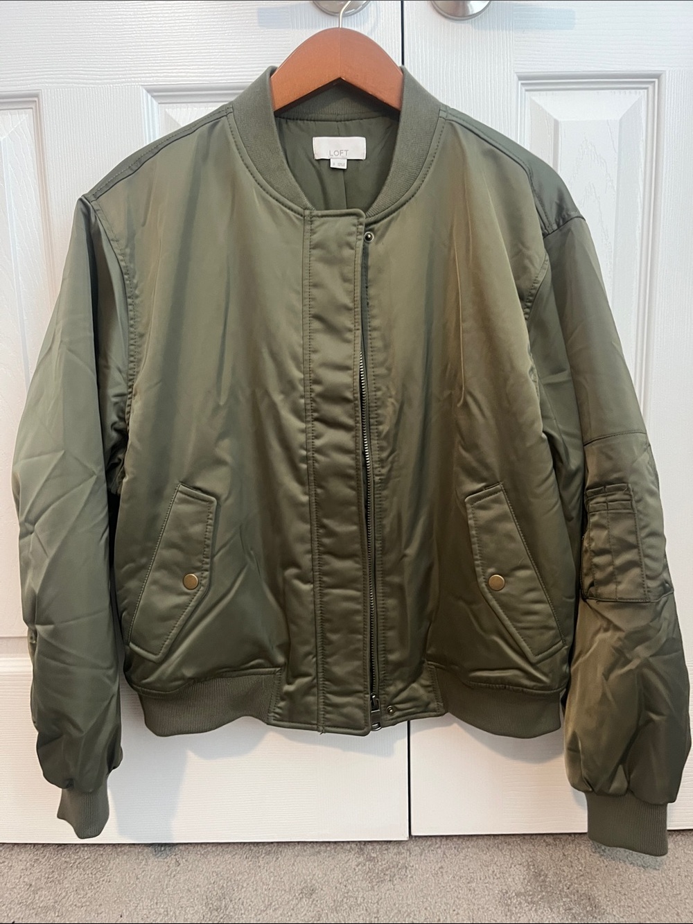 LOFT Olive Utility Bomber Jacket